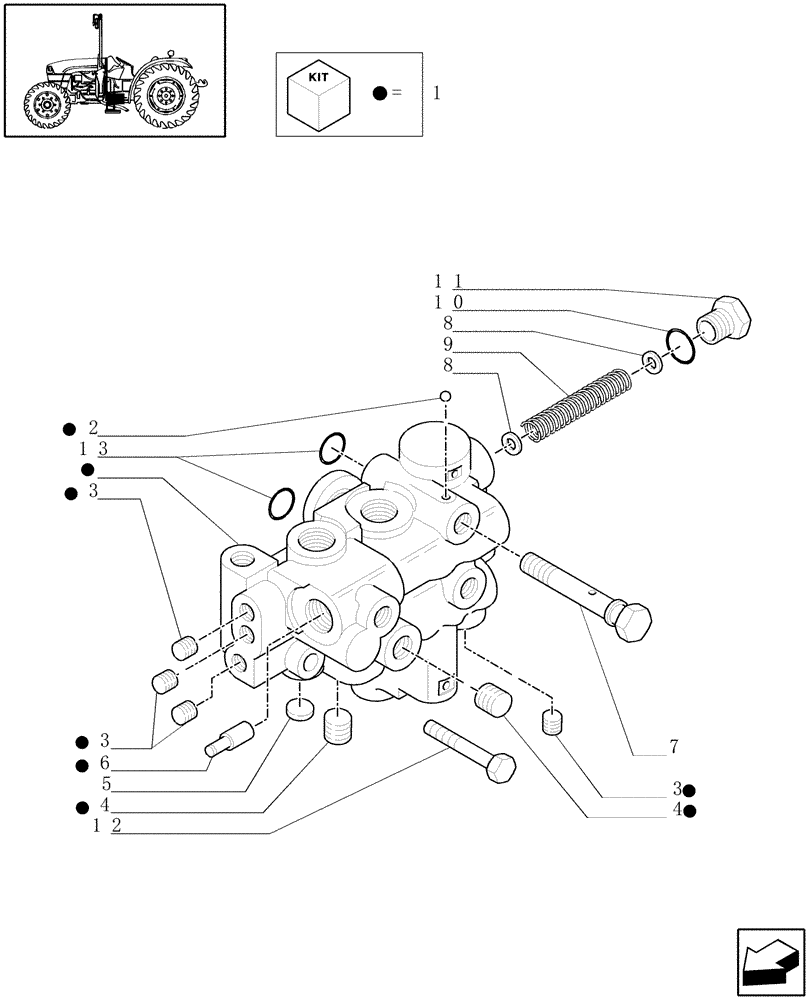 Схема запчастей Case IH JX1070C - (1.33.2/04[02]) - (VAR.275-275/1) HI-LO CLUTCH ENGAGEMENT - SOLENOID VALVE SUPPORT AND CAPS (04) - FRONT AXLE & STEERING