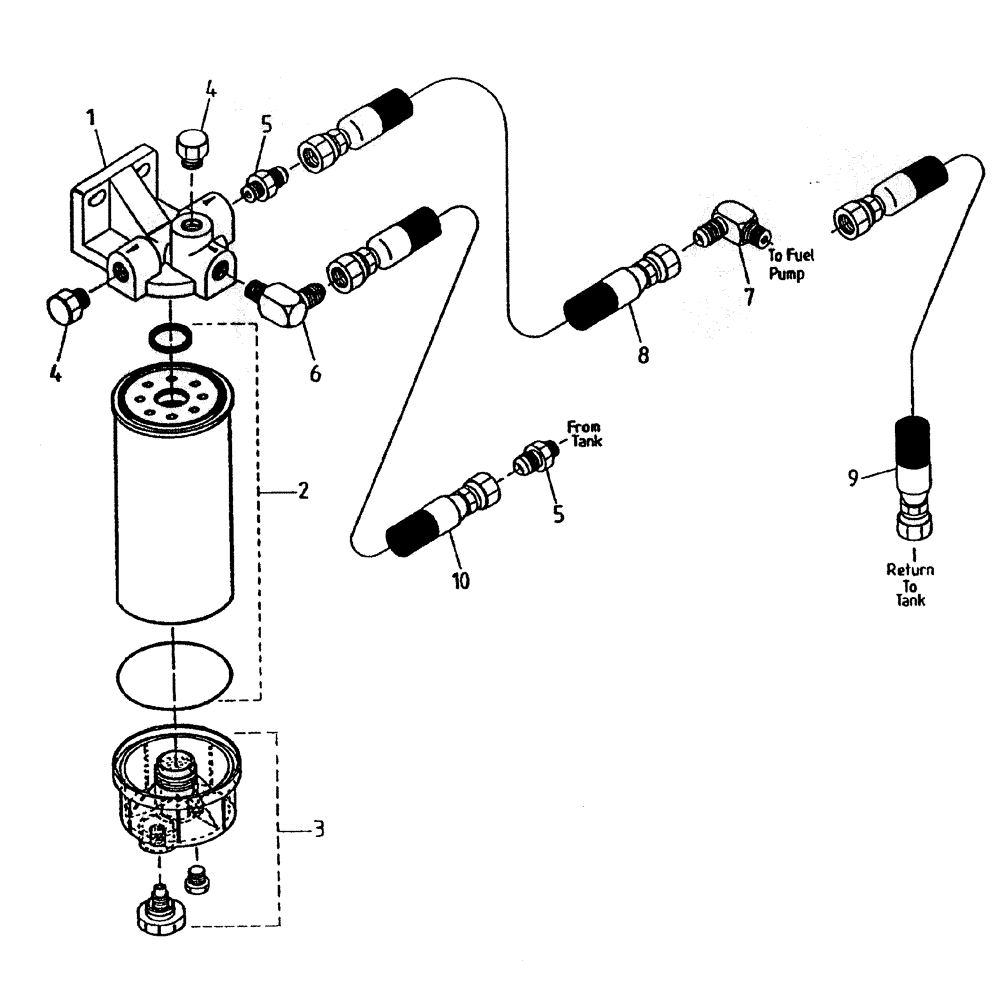 Схема запчастей Case IH 7700 - (C01-90A) - WATER SEPARATOR AND FUEL LINES (L10), SERIAL #7908 AND ONWARDS Engine & Engine Attachments