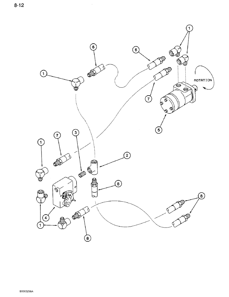 Схема запчастей Case IH 1250 - (8-12) - HYDRAULIC SWING AUGER DRAG FEEDER, 1250 MACHINES, PRIOR TO P.I.N. 2360 (07) - HYDRAULICS
