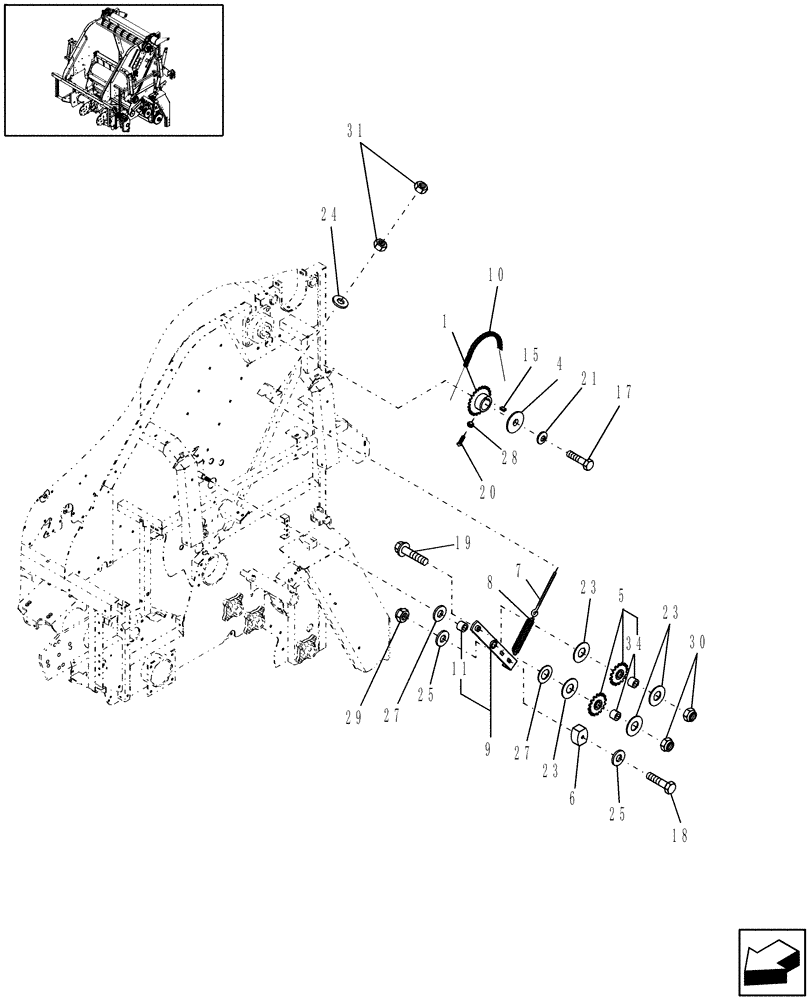Схема запчастей Case IH RB464 - (12.14) - APRON & CLUTCH DRIVE, LH, NORTH AMERICA (12) - MAIN FRAME