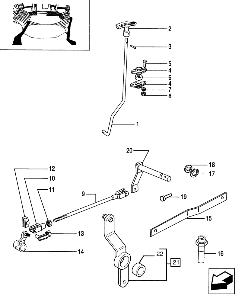 Схема запчастей Case IH JX95 - (1.96.3) - VAR - 113, 335113 - INTERNAL CONTROLS - 20+12 SYNCRO SHUTTLE, CREEPER - LEVER (10) - OPERATORS PLATFORM/CAB