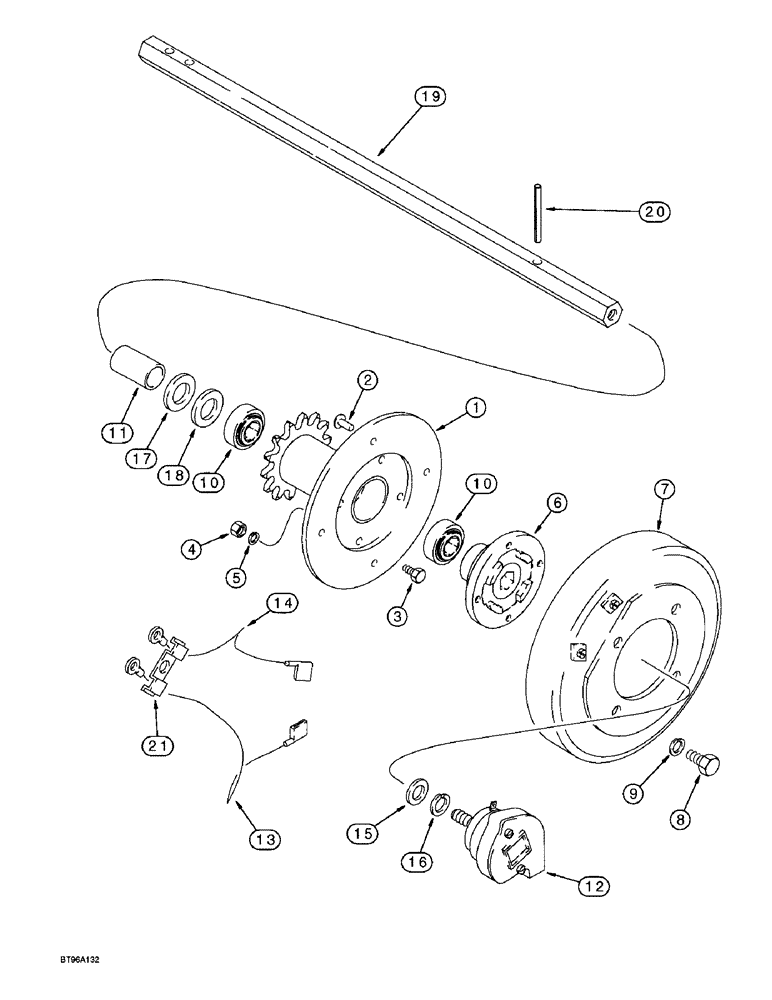Схема запчастей Case IH 955 - (9A-088) - ELECTRIC CLUTCH, 12 ROW NARROW - PARALLEL FRONT FOLD (09) - CHASSIS/ATTACHMENTS