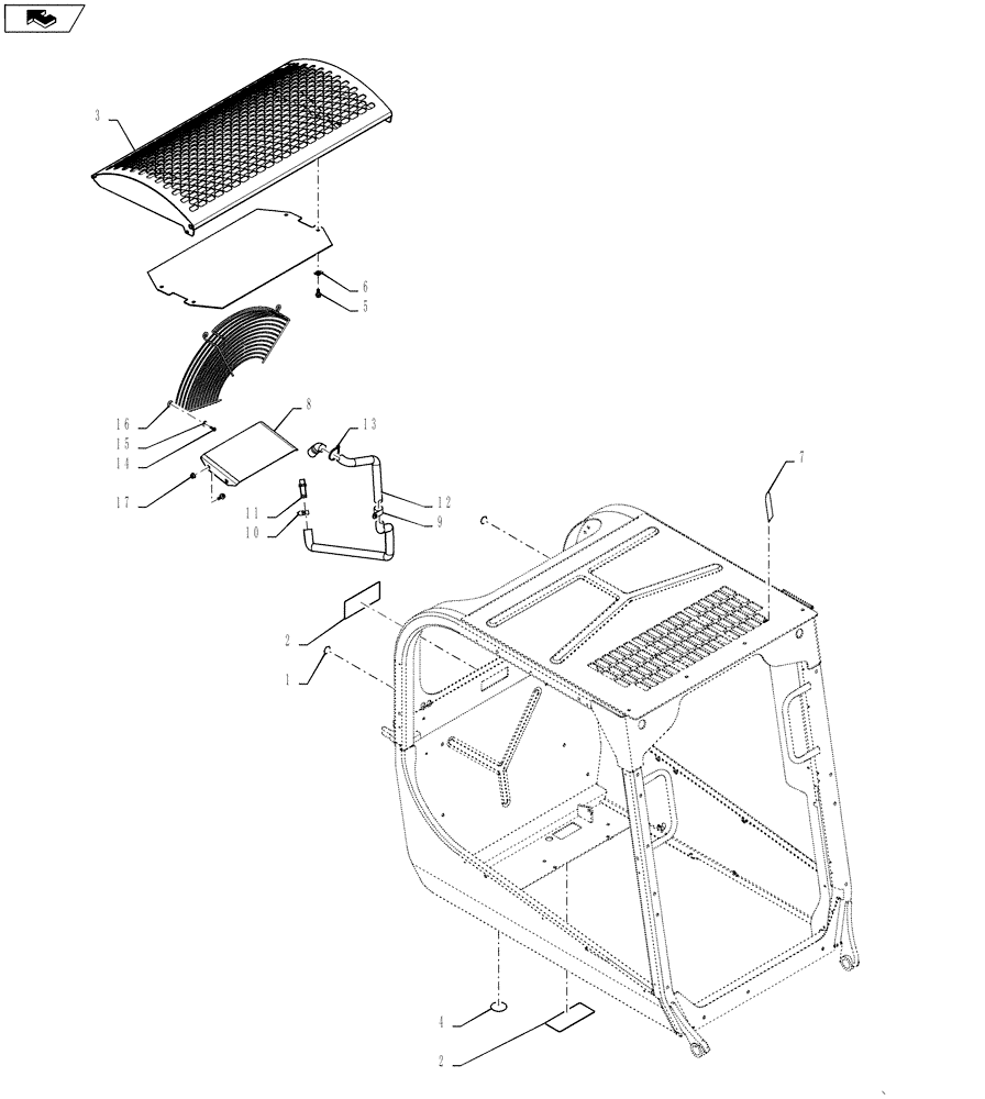 Схема запчастей Case IH SR200 - (90.154.AC) - OPEN CAB, NO HEAT OR HVAC (SR200,TR270) (90) - PLATFORM, CAB, BODYWORK AND DECALS