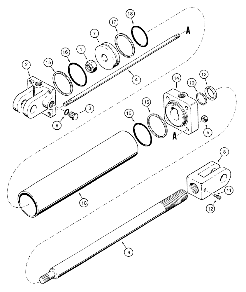 Схема запчастей Case IH 485 - (8-13) - TRANSPORT LIFT CYLINDER, 1272149C91, TIE ROD TYPE (08) - HYDRAULICS