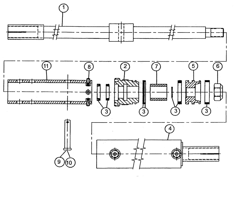 Схема запчастей Case IH TYLER - (06-010) - HYDRAULIC CYLINDER - TIE ROD Cylinders