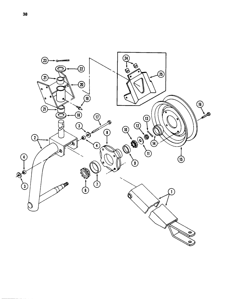 Схема запчастей Case IH 96 - (38) - CASTER WHEEL AND CONNECTIONS 