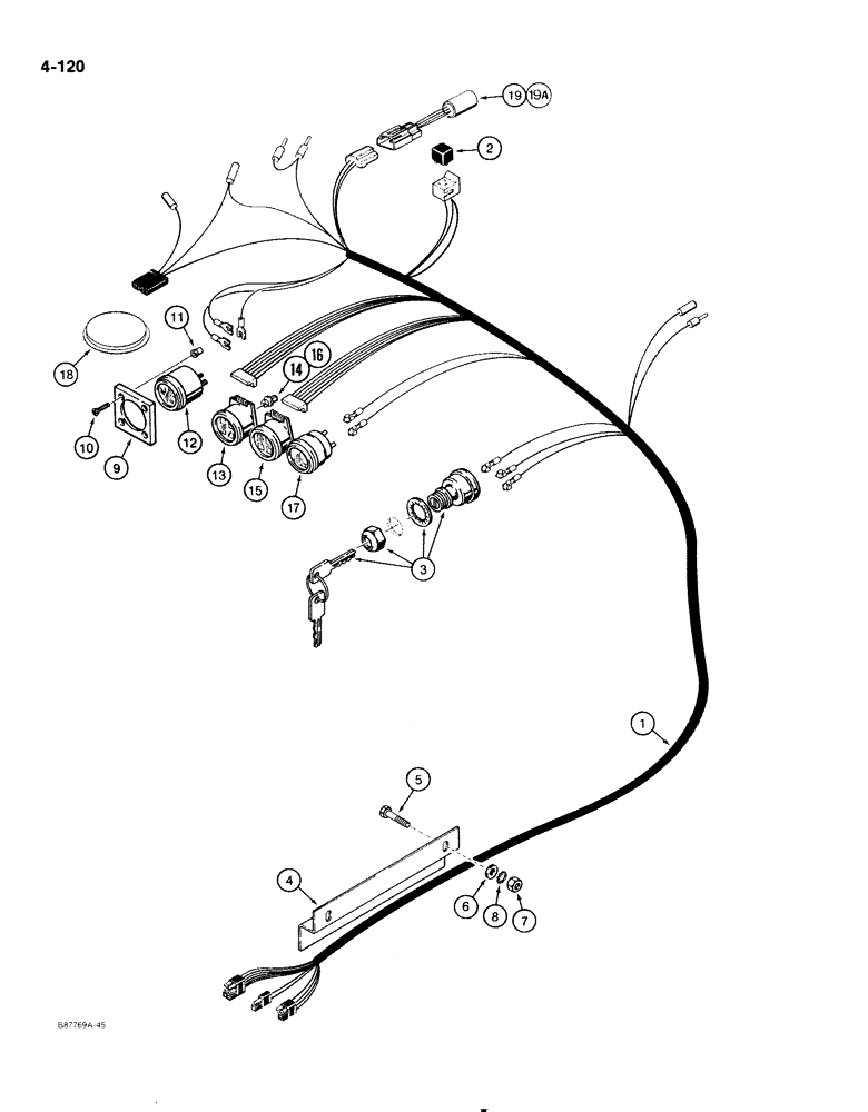 Схема запчастей Case IH 1818 - (4-120) - FRONT HARNESS AND GAUGES, DIESEL MODELS ONLY (04) - ELECTRICAL SYSTEMS