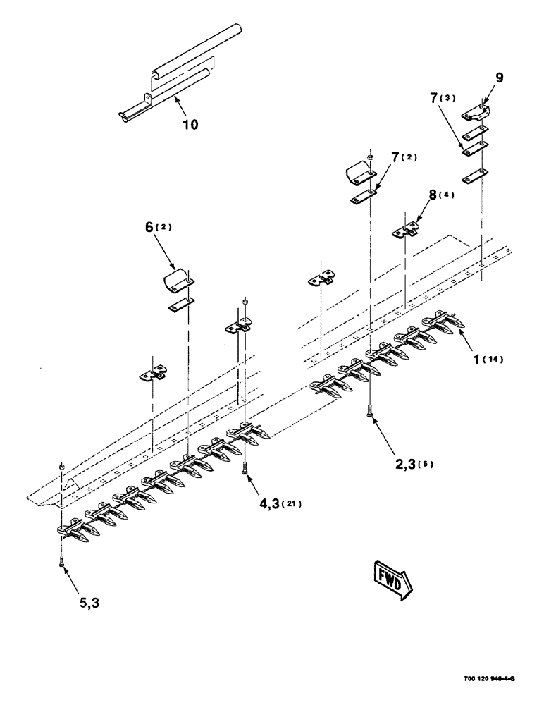 Схема запчастей Case IH 8820 - (5-20) - GUARD ASSEMBLY, RIGHT, 15 FOOT ONLY (58) - ATTACHMENTS/HEADERS