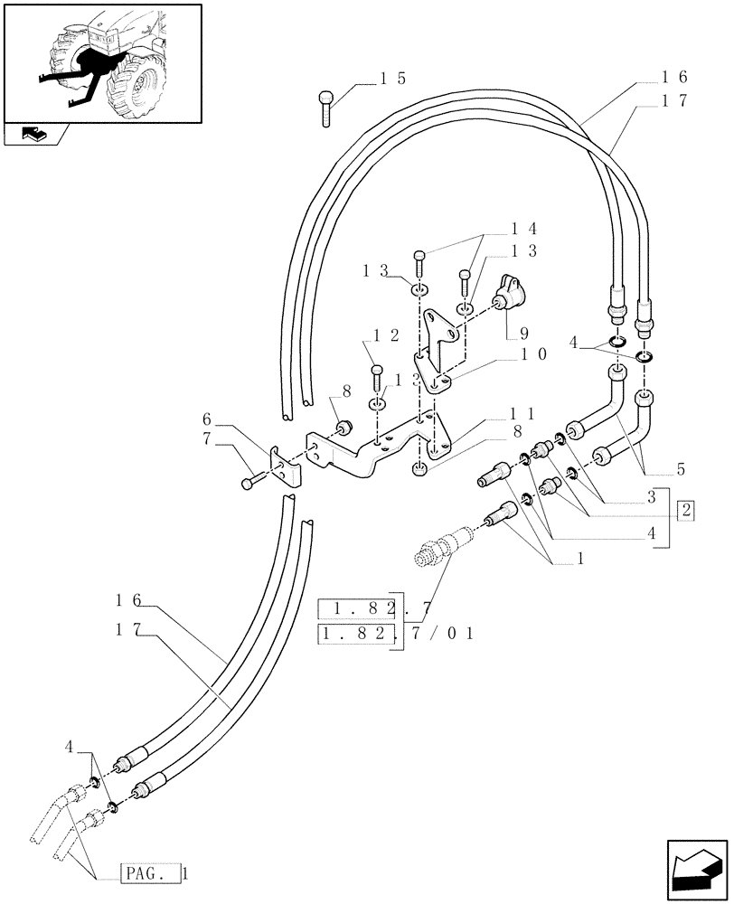 Схема запчастей Case IH PUMA 115 - (1.81.9/05[03]) - 4 HYDRAULIC FRONT COUPLERS FOR NON INTEGRATED FRONT HPL - C6335 (VAR.330172) (07) - HYDRAULIC SYSTEM