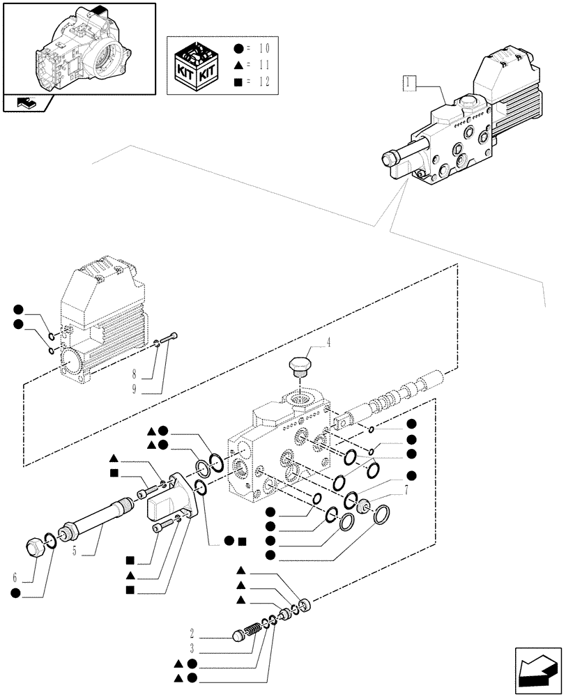 Схема запчастей Case IH PUMA 140 - (1.82.7/11D) - VALVE CONTROL - BREAKDOWN (VAR.330560-330561-330562-332821-333821-334821) (07) - HYDRAULIC SYSTEM