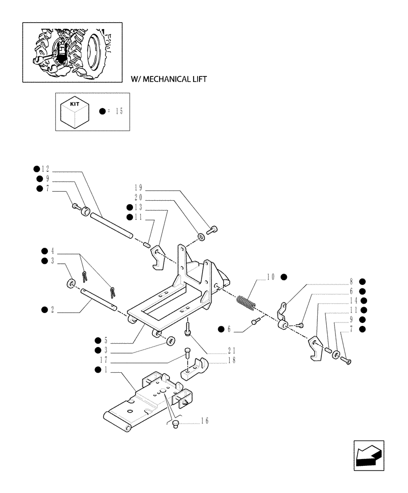 Схема запчастей Case IH MXU115 - (1.89.3/01[01]) - (VAR.928/1) AUTOMATIC HITCH - (WITH 2 ADDITIONAL JACKS) - TOW HOOK (09) - IMPLEMENT LIFT