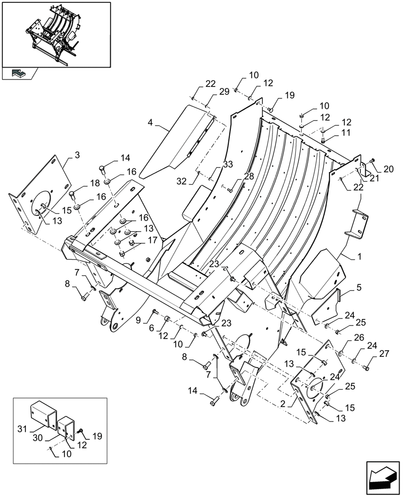 Схема запчастей Case IH LB333R - (13.23[01]) - FEED CHAMBER, FRAME (13) - FEEDER