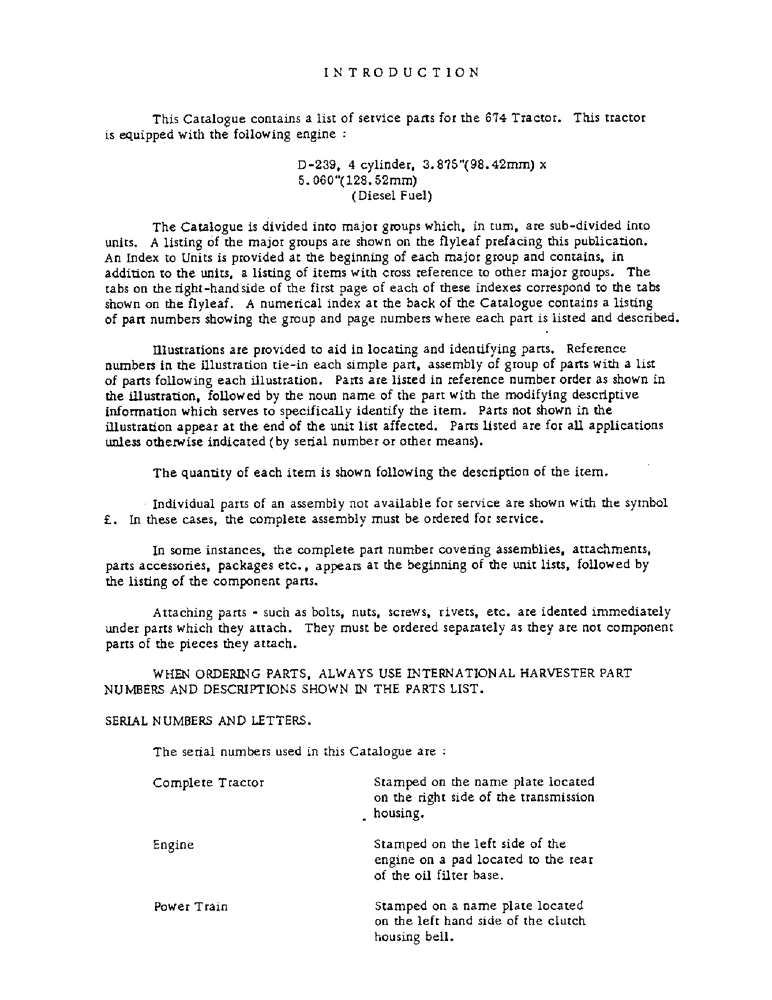 Схема запчастей Case IH 674 - (00-01) - INTRODUCTION, SERIAL NUMBER LOCATIONS (00) - GENERAL