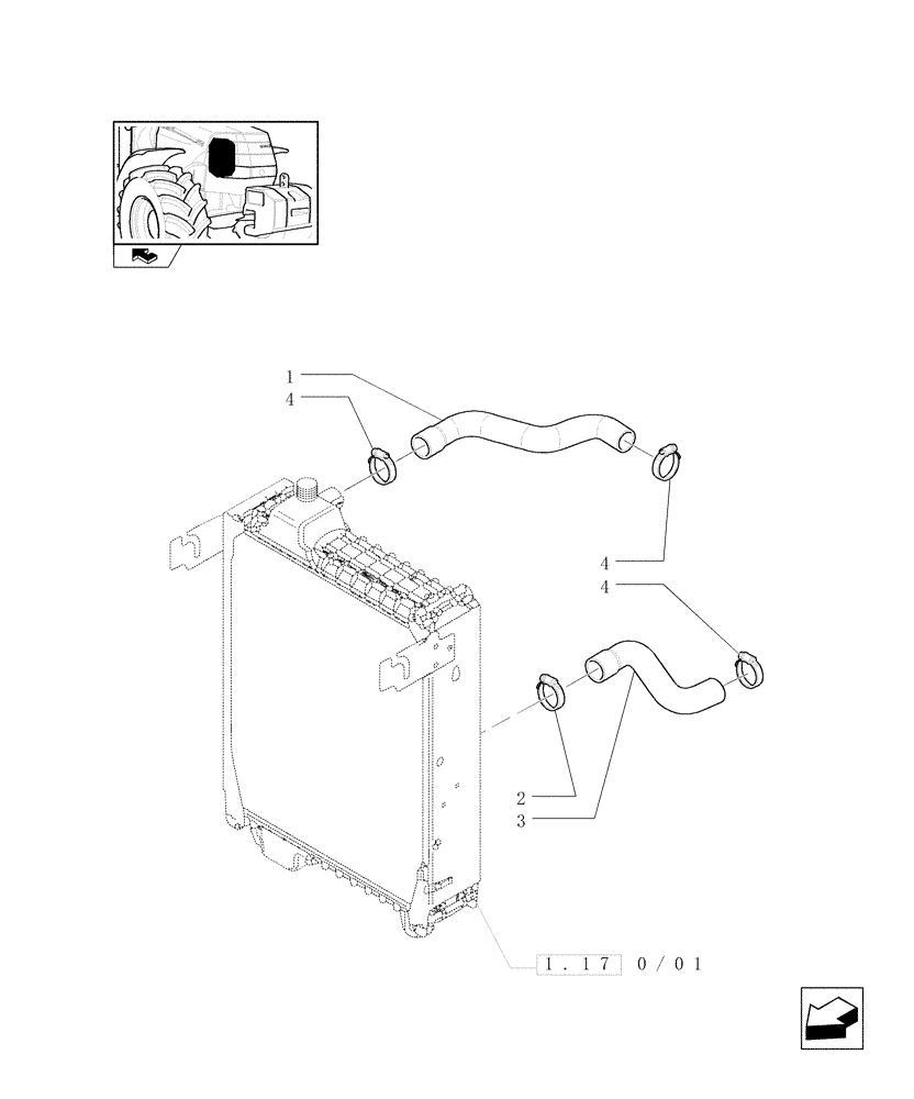 Схема запчастей Case IH PUMA 155 - (1.17.2/01[02]) - COOLING - RADIATOR HOSES (02) - ENGINE EQUIPMENT