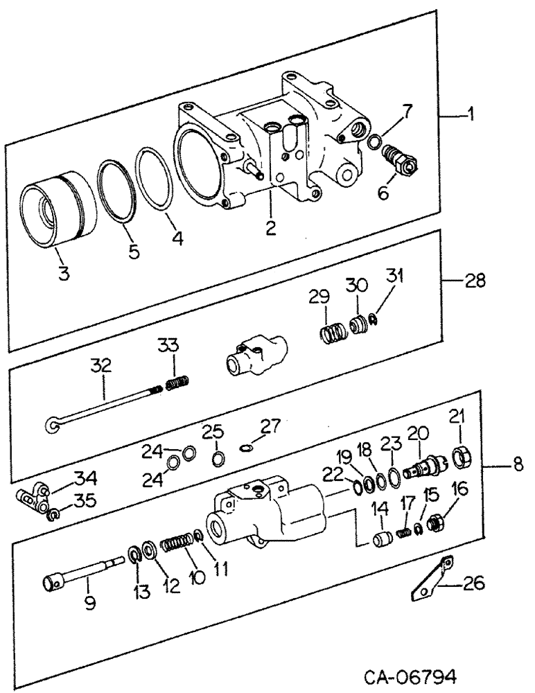 Схема запчастей Case IH 5488 - (10-52) - HYDRAULICS, DRAFT CONTROL CYLINDER AND VALVE (07) - HYDRAULICS