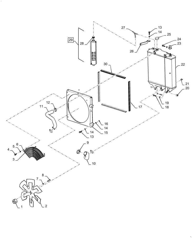 Схема запчастей Case IH 450CT - (02-01) - FAN, RADIATOR/OIL COOLER - COOLANT RECOVERY SYSTEM (02) - ENGINE
