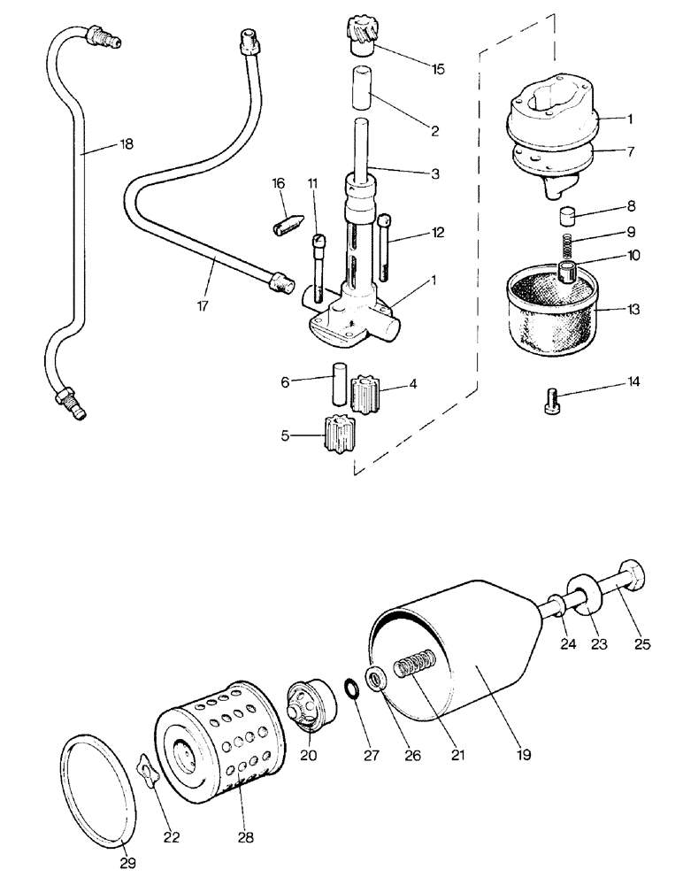 Схема запчастей Case IH 995 - (A09-1) - ENGINE, OIL PUMP, PIPES AND FILTER (01) - ENGINE