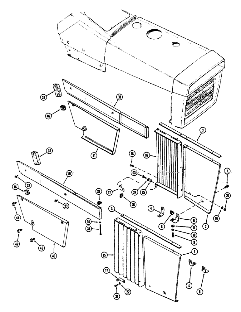 Схема запчастей Case IH 1175 - (198) - FRONT SIDE PANELS, FIRST USED TRACTOR SERIAL NUMBER 8727601 (09) - CHASSIS