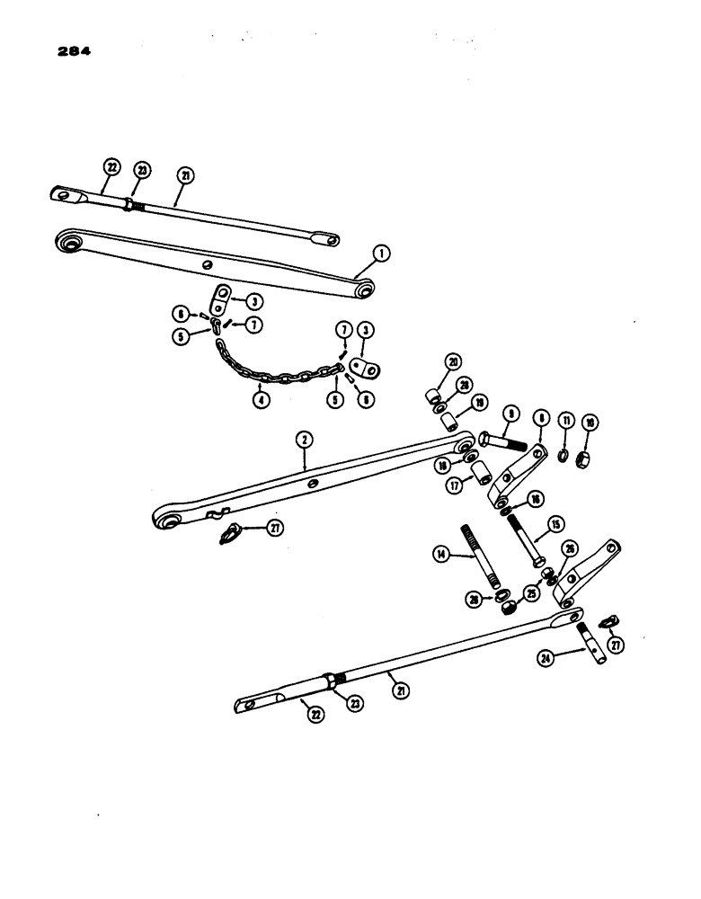 Схема запчастей Case IH 530 - (284) - SWINGING DRAFT ARMS, S/N 8211729 AND AFTER, EAGLE HITCH TRACTOR, PRIOR TO S/N 8262800 (06) - POWER TRAIN