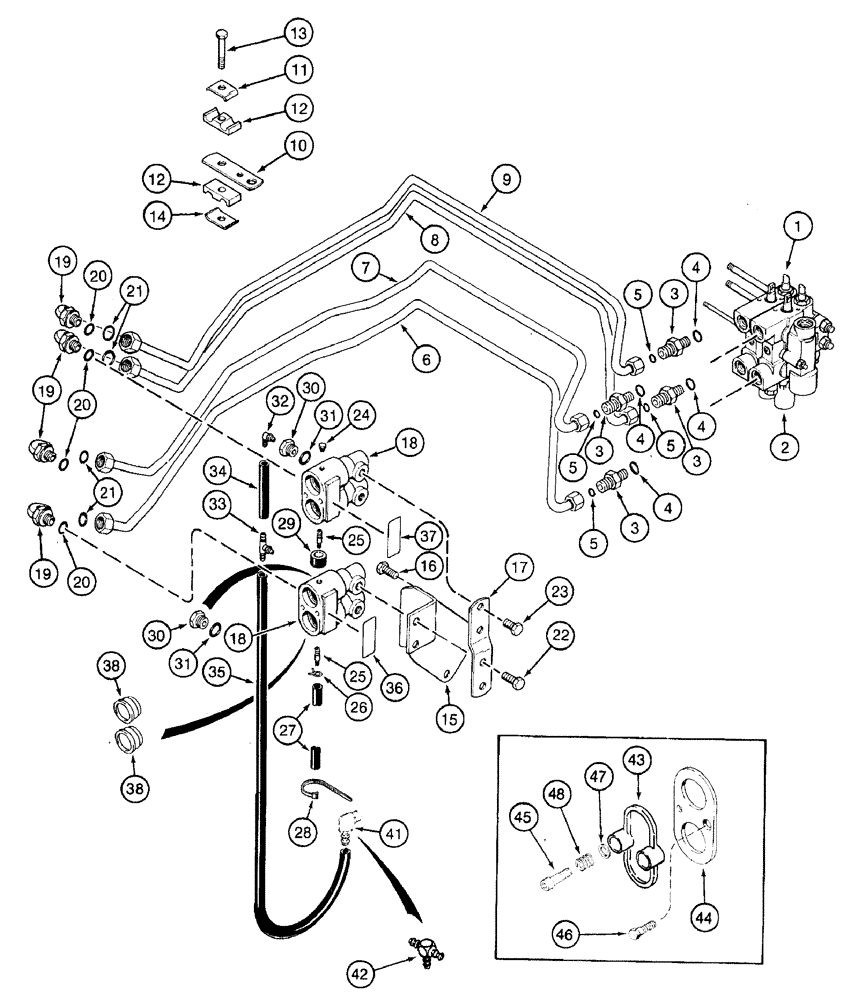 Схема запчастей Case IH 7220 - (8-044) - FIRST AND SECOND CIRCUIT REMOTE HYDRAULICS (08) - HYDRAULICS