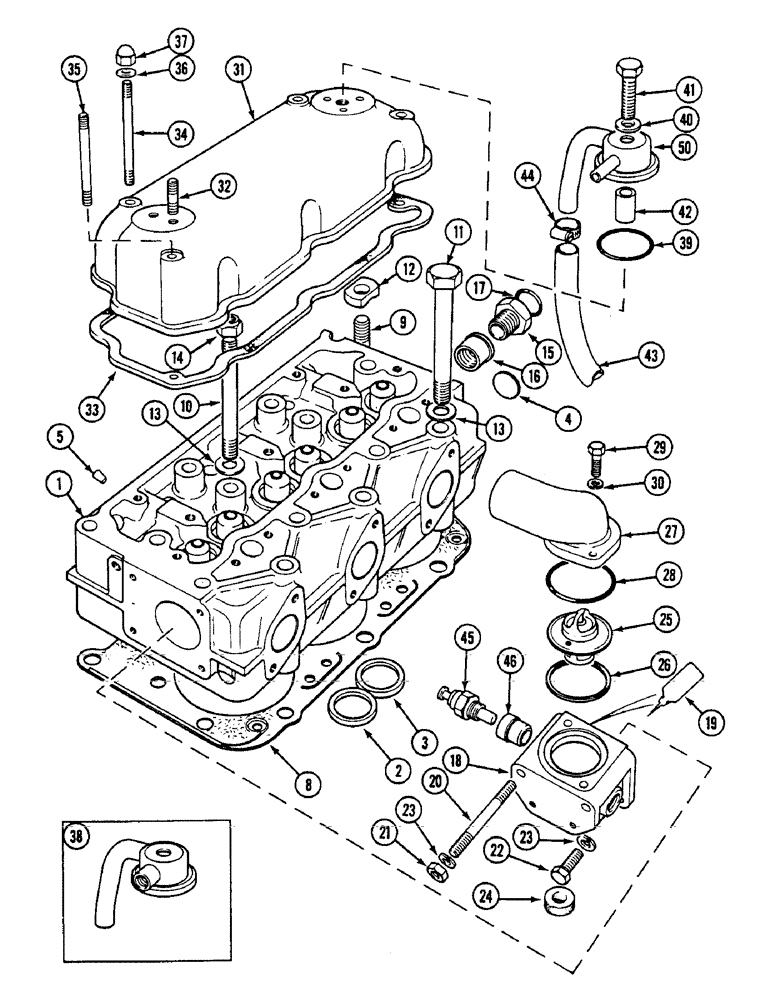 Схема запчастей Case IH 1594 - (2-14) - FRONT CYLINDER HEAD (02) - ENGINE