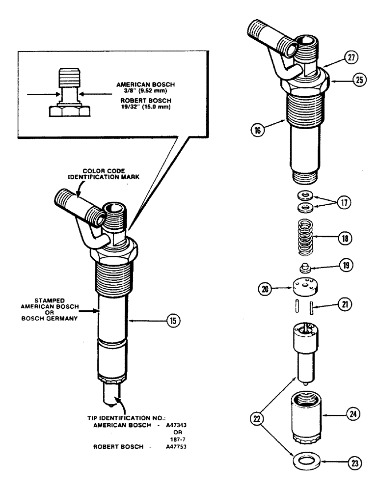 Схема запчастей Case IH 2290 - (3-066) - FUEL INJECTOR NOZZLE, 504BDT DIESEL ENGINE, BLUE COLOR CODE IDENTIFICATION, CONTINUED (03) - FUEL SYSTEM