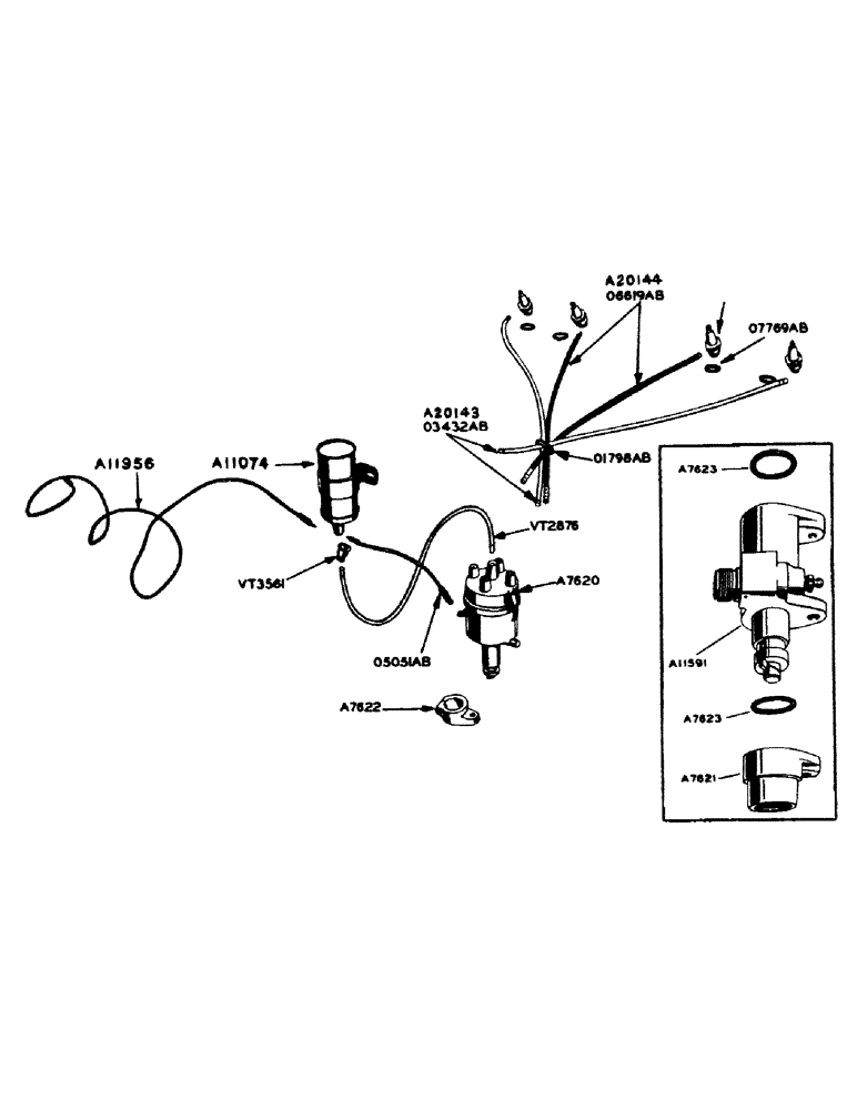 Схема запчастей Case IH 700 - (040) - POWRDYNE GAS ENGINE, DISTRIBUTOR IGNITION AND TACHOMETER DRIVE (02) - ENGINE
