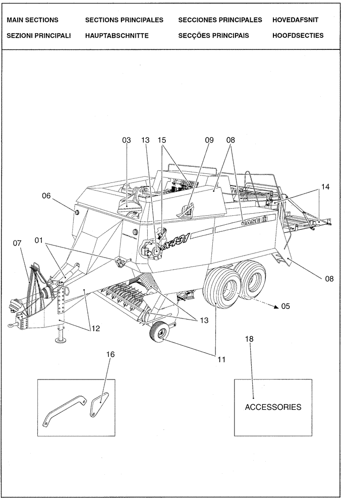 Схема запчастей Case IH LBX331P - (0.0016[01]) - MAIN SECTIONS (00) - GENERAL