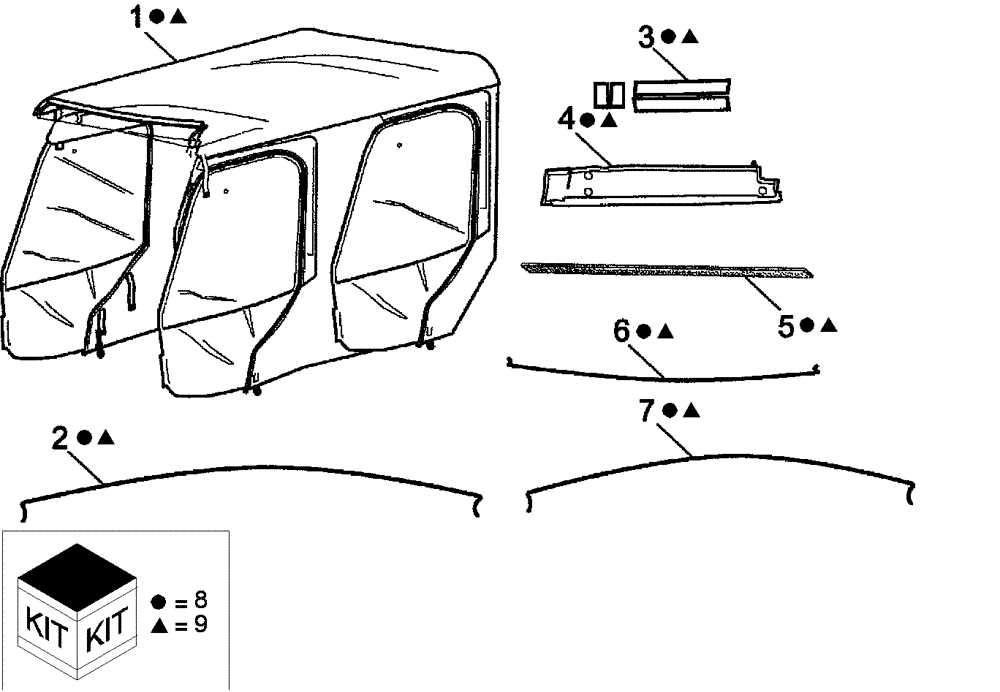 Схема запчастей Case IH SCOUT XL - (88.150.11) - DIA KIT, 3-SIDED VINYL ENCLOSURE, 4-SEATER (88) - ACCESSORIES