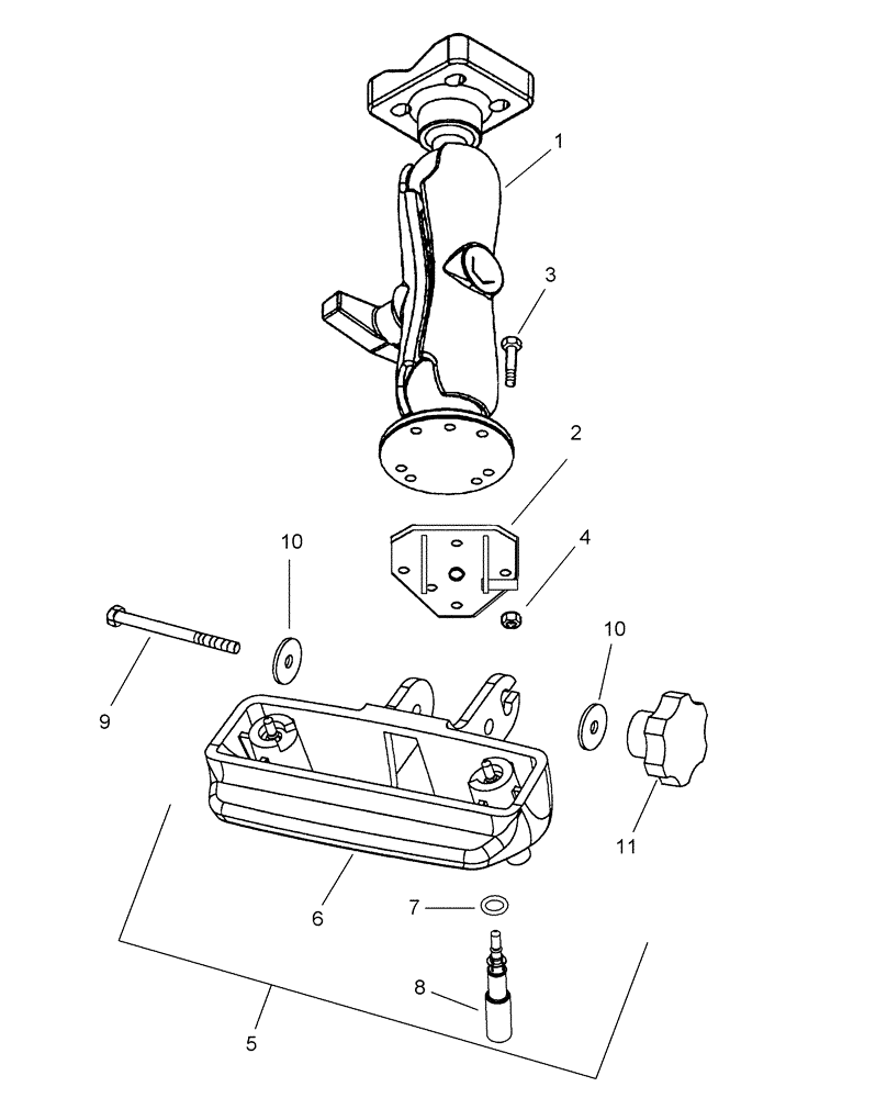 Схема запчастей Case IH 1200 - (A.50.A[24]) - ELECTRICAL - ADVANCED FARMING SYSTEMS CDU/ECDU MOUNTING, WITH BALL AND SOCKET MOUNTING BRACKET A - Distribution Systems