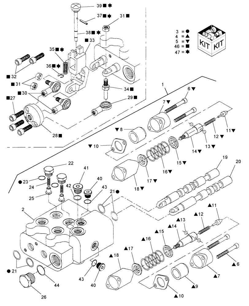 Схема запчастей Case IH DX45 - (07.15.02) - TWO-SPOOL REMOTE CONTROL VALVE (07) - HYDRAULIC SYSTEM