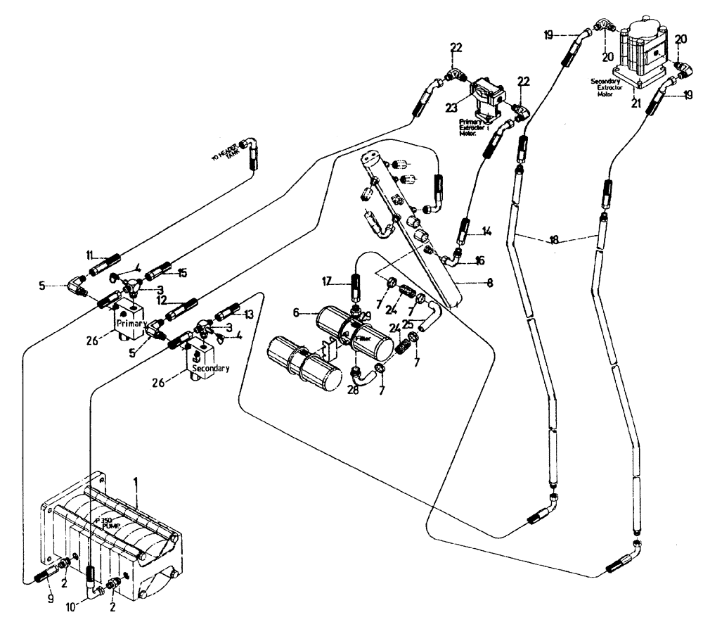 Схема запчастей Case IH 7700 - (B05[53]) - HYDRAULIC CIRCUIT, EXTRACTORS, SERIAL # 7660 AND ONWARDS Hydraulic Components & Circuits