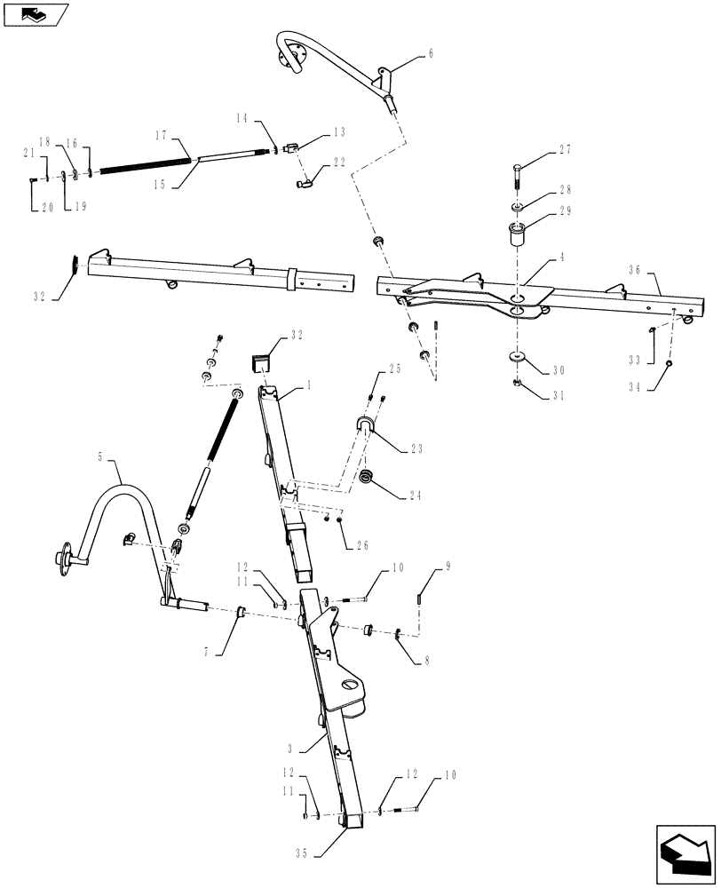 Схема запчастей Case IH WR102C - (60.630.01) - REAR LIFT LINKAGE 8, 10, AND 12 WHEEL RAKE (60) - PRODUCT FEEDING