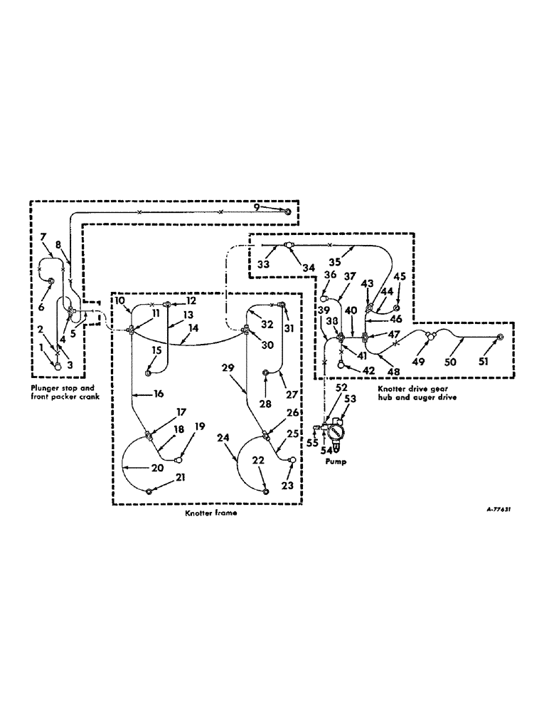 Схема запчастей Case IH 57 - (A-60) - CENTRALIZED LUBRICATION, FOR TWINE BALERS, VALVES, TUBING, AND FITTINGS 