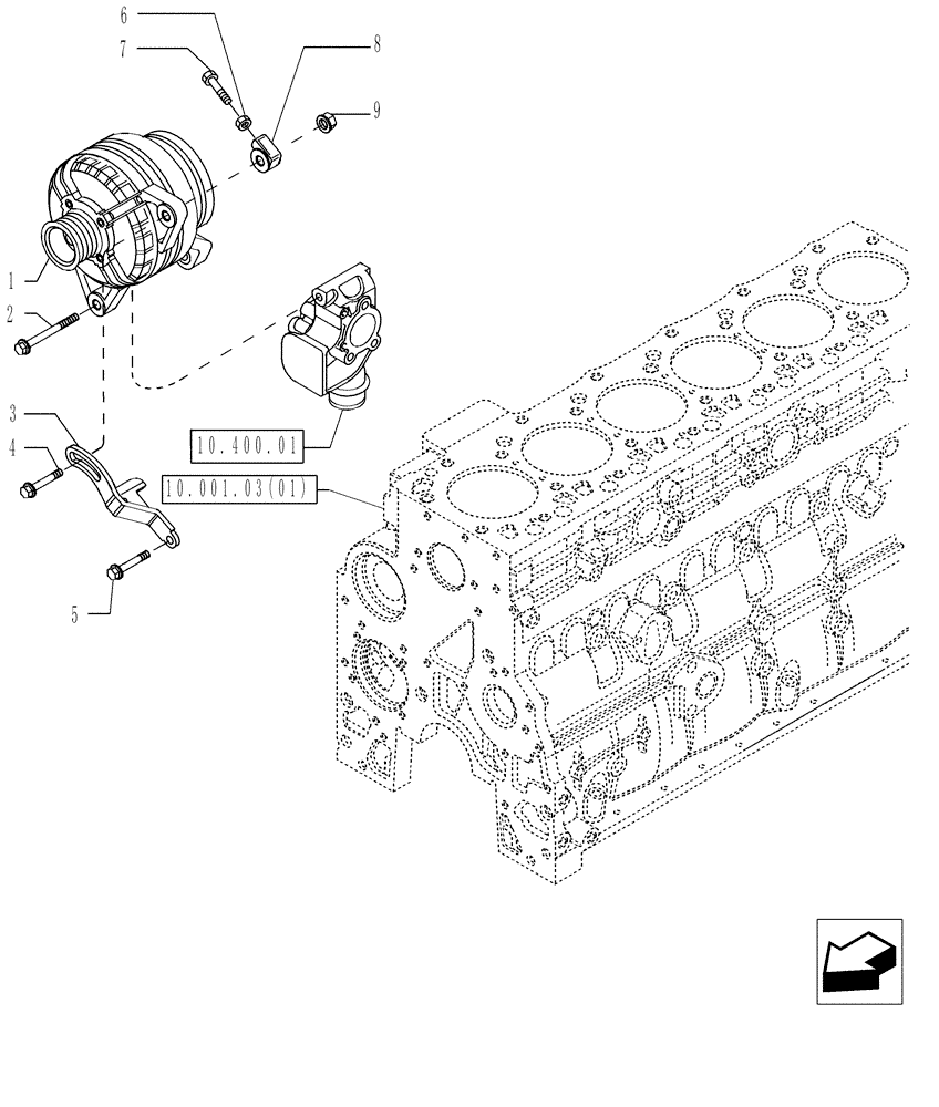 Схема запчастей Case IH P140 - (55.301.01) - ALTERNATOR MOUNTING (55) - ELECTRICAL SYSTEMS