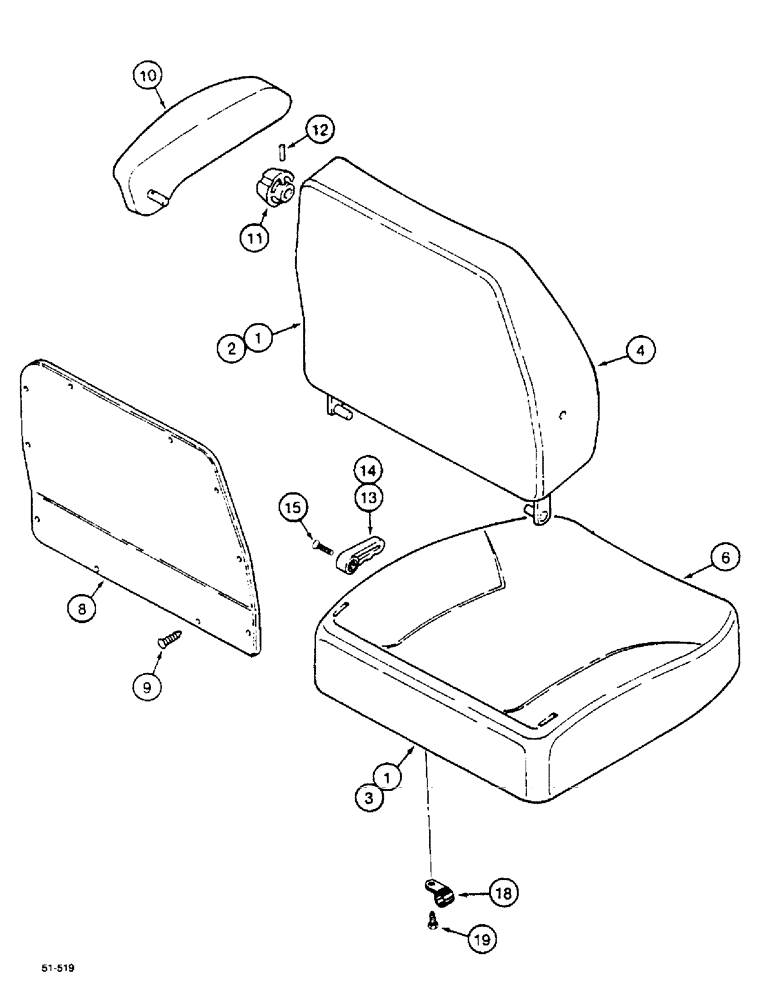 Схема запчастей Case IH 5150 - (9F-38) - SEAT - SEARS, CUSHION AND BACKREST (09) - CHASSIS/ATTACHMENTS