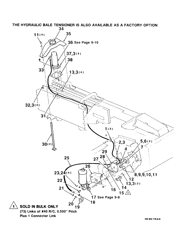Схема запчастей Case IH 8545 - (9-10) - HYDRAULIC BALE TENSIONER KIT, (HK40554 HYDRAULIC BALE TENSIONER KIT COMPLETE) Decals & Attachments