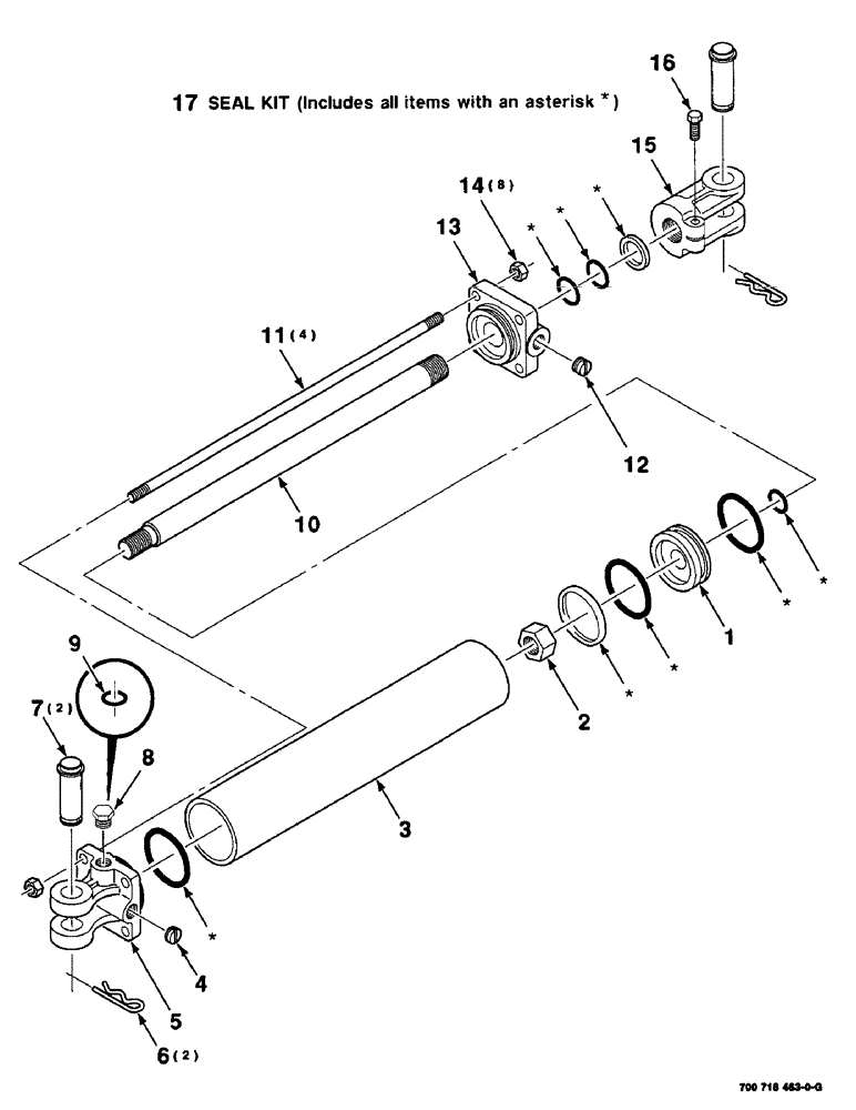 Схема запчастей Case IH SC414 - (8-18) - HYDRAULIC CYLINDER ASSEMBLY, (700718463 HYDRAULIC CYLINDER COMPLETE- 3" BORE BY 16" STROKE) (08) - HYDRAULICS