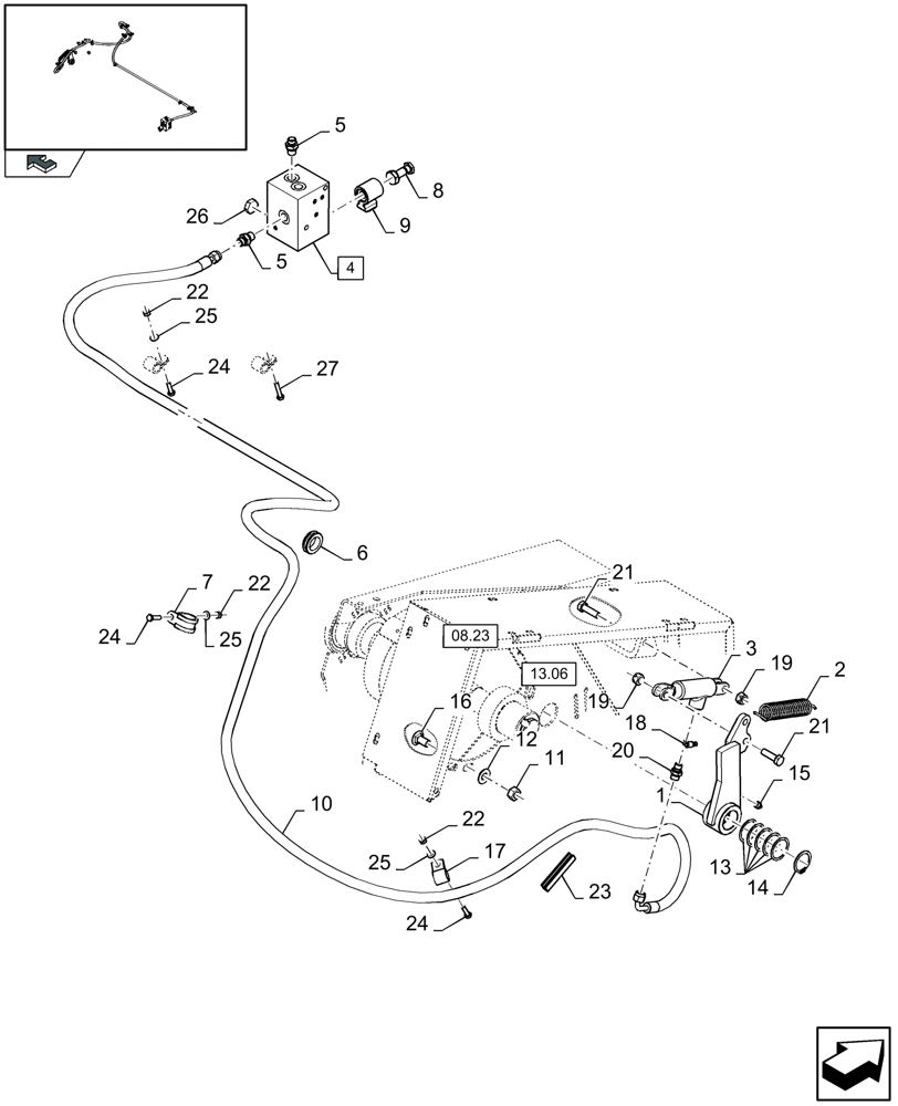 Схема запчастей Case IH LB333R - (07.14[01]) - PICK-UP STOP (07) - HYDRAULIC SYSTEM