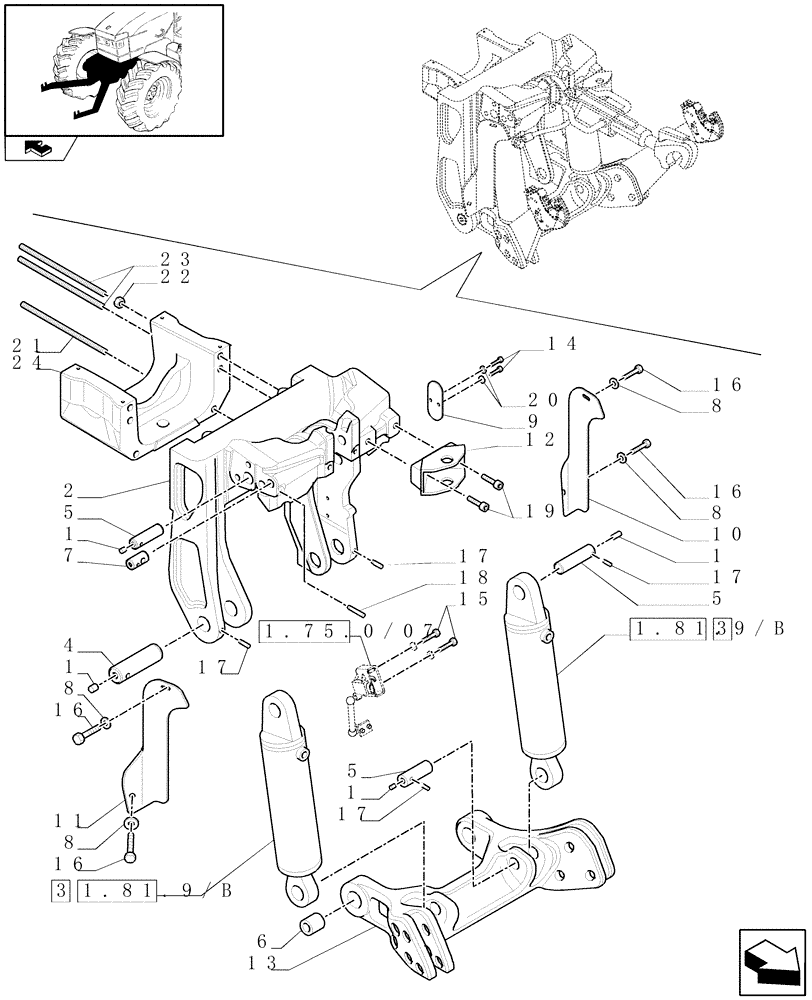Схема запчастей Case IH PUMA 165 - (1.81.9/03[01]) - (VAR.090) FRONT HPL FOR MID MOUNT REMOTES LESS PTO, WITH AUX. COUPLERS - LIFTER - C6726 (07) - HYDRAULIC SYSTEM
