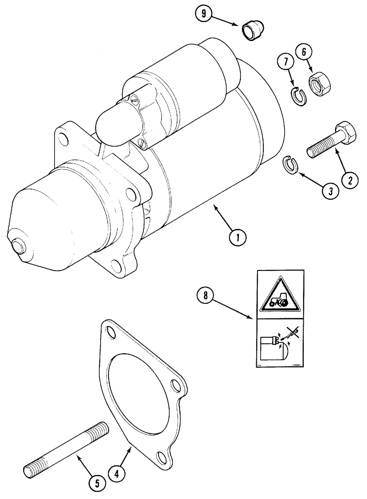 Схема запчастей Case IH 5120 - (4-42) - STARTING MOTOR AND MOUNTING (04) - ELECTRICAL SYSTEMS