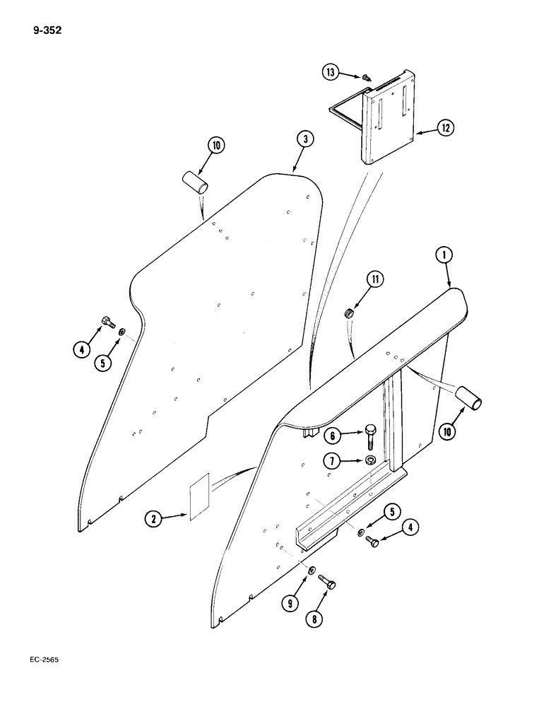 Схема запчастей Case IH 385 - (9-352) - FENDERS, CROWN TYPE (09) - CHASSIS/ATTACHMENTS