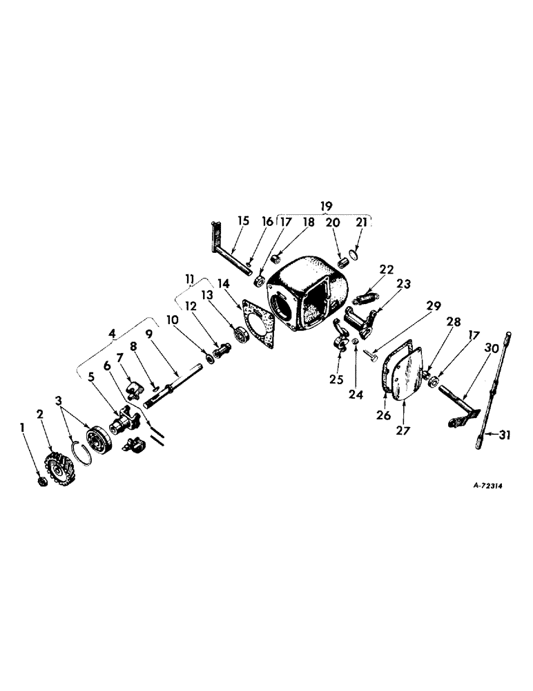 Схема запчастей Case IH B414 - (049) - GOVERNOR, GOVERNOR AND CONNECTIONS, CARBURETED ENGINE TRACTORS Governor