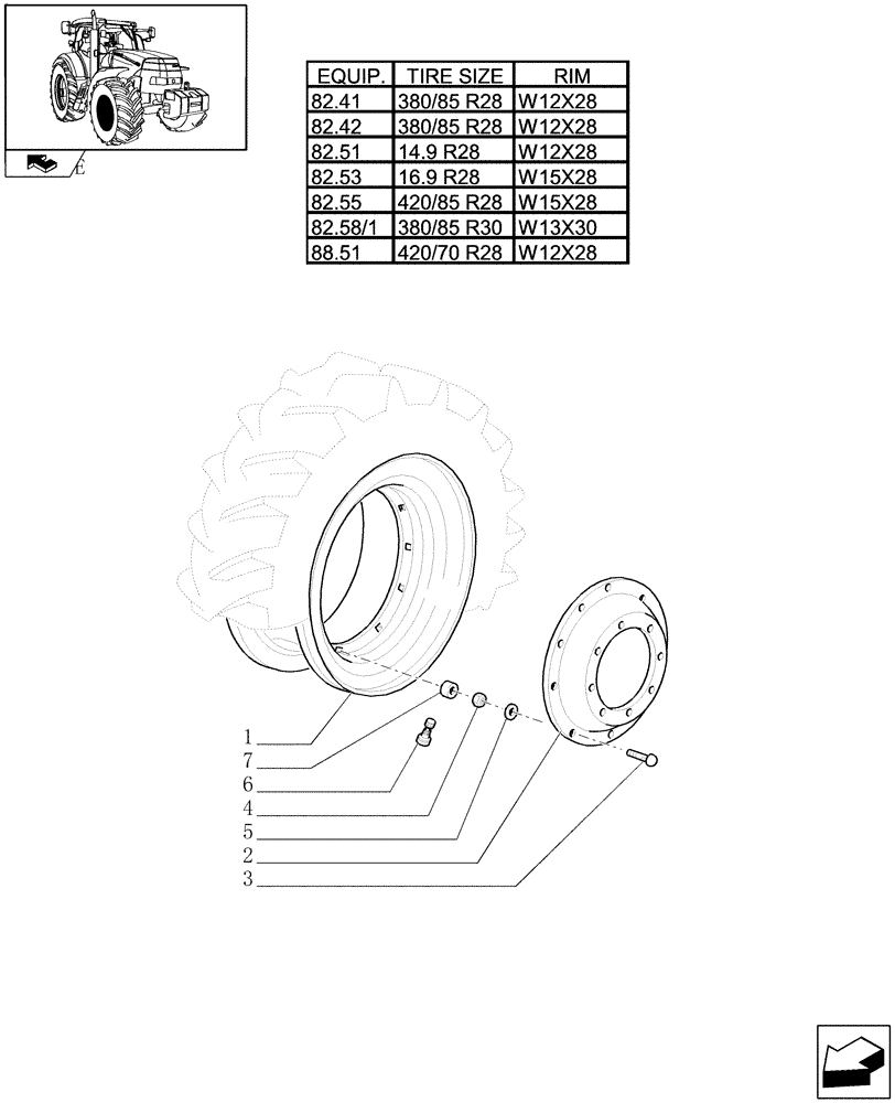Схема запчастей Case IH PUMA 155 - (82.00[08]) - FRONT WHEELS (11) - WHEELS/TRACKS