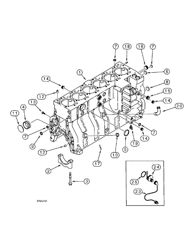 Схема запчастей Case IH 1666 - (2-34) - CYLINDER BLOCK, 6T-830 ENGINE, ENGINE BLOCK HEATER (01) - ENGINE