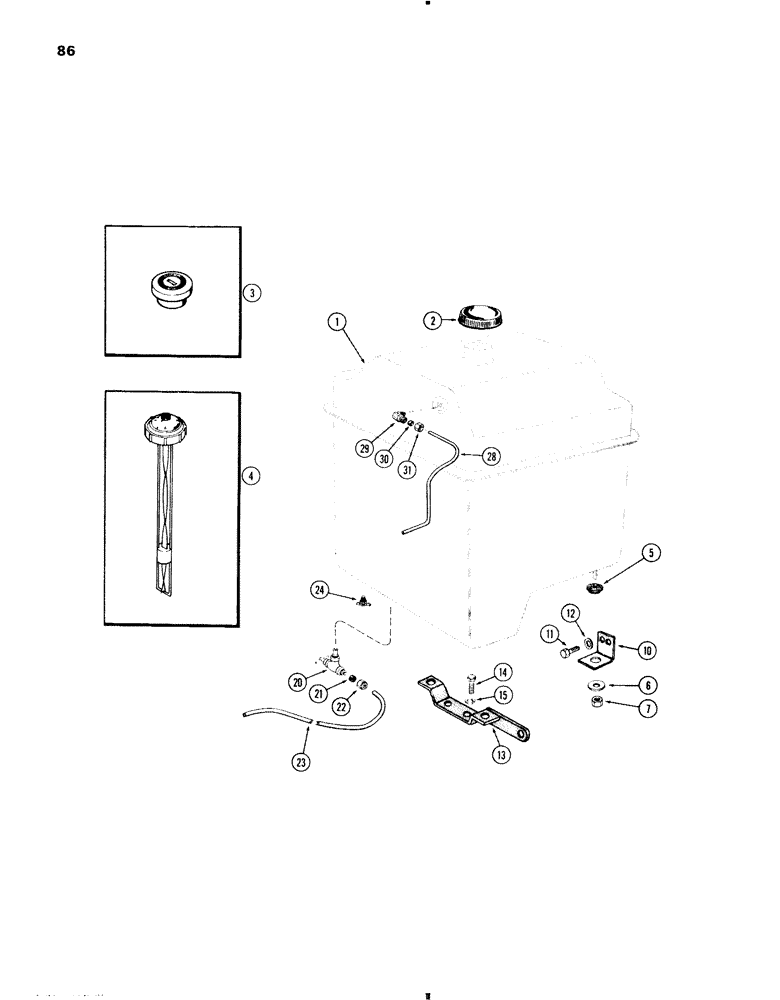 Схема запчастей Case IH 470 - (086) - FUEL TANK, 470 (188) DIESEL ENGINE (03) - FUEL SYSTEM