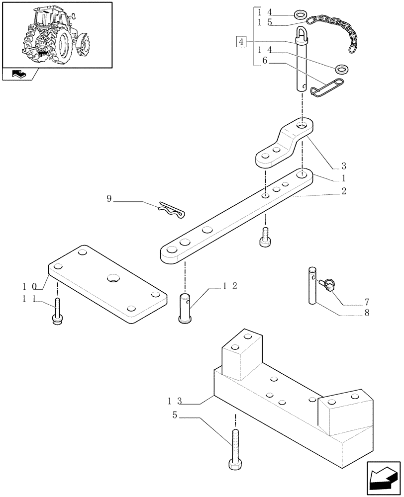 Схема запчастей Case IH PUMA 140 - (1.89.0/01) - SWINGING DRAWBAR FOR SLIDER TOW HOOK - (ITALY) (VAR.331918) (09) - IMPLEMENT LIFT