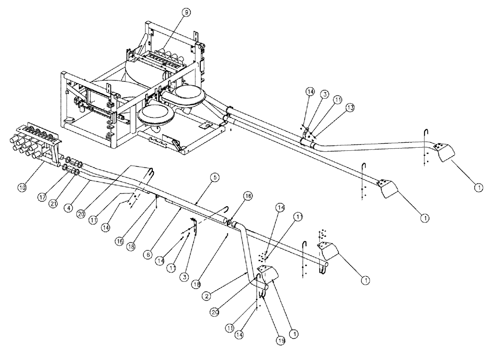 Схема запчастей Case IH 810 - (04-021) - TUBES GROUP, MID, 2.5", 70 Boom Group