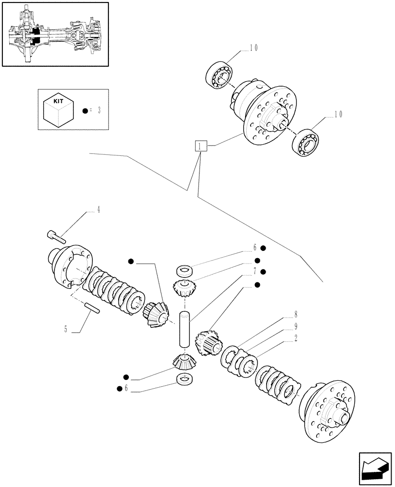 Схема запчастей Case IH MAXXUM 130 - (1.40.11/07) - 4WD (CL.3) FRONT AXLE WITH LIMITED SLIP DIFF. LOCK AND BRAKES - DIFFERENTIAL (VAR.330425) (04) - FRONT AXLE & STEERING