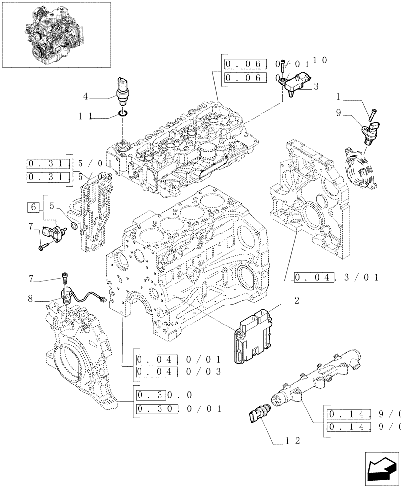 Схема запчастей Case IH MAXXUM 140 - (1.75.0[02]) - ELECTRONIC ENGINE SENSORS, SWITCHES AND CONTROL UNIT (06) - ELECTRICAL SYSTEMS